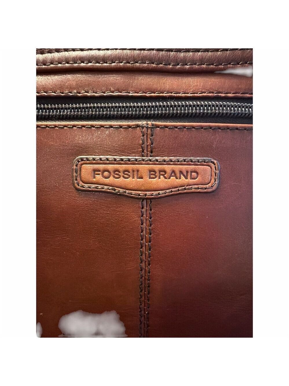 Fossil Messenger Bag Mens Large Brown Crossbody Shoulder Laptop Briefcase - Picture 5 of 14